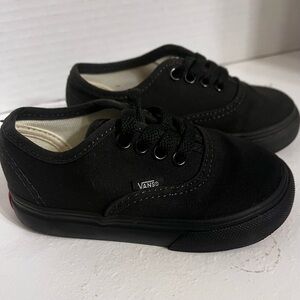 Vans Black Canvas Sneakers with Waffle Tread Toddler Size 6